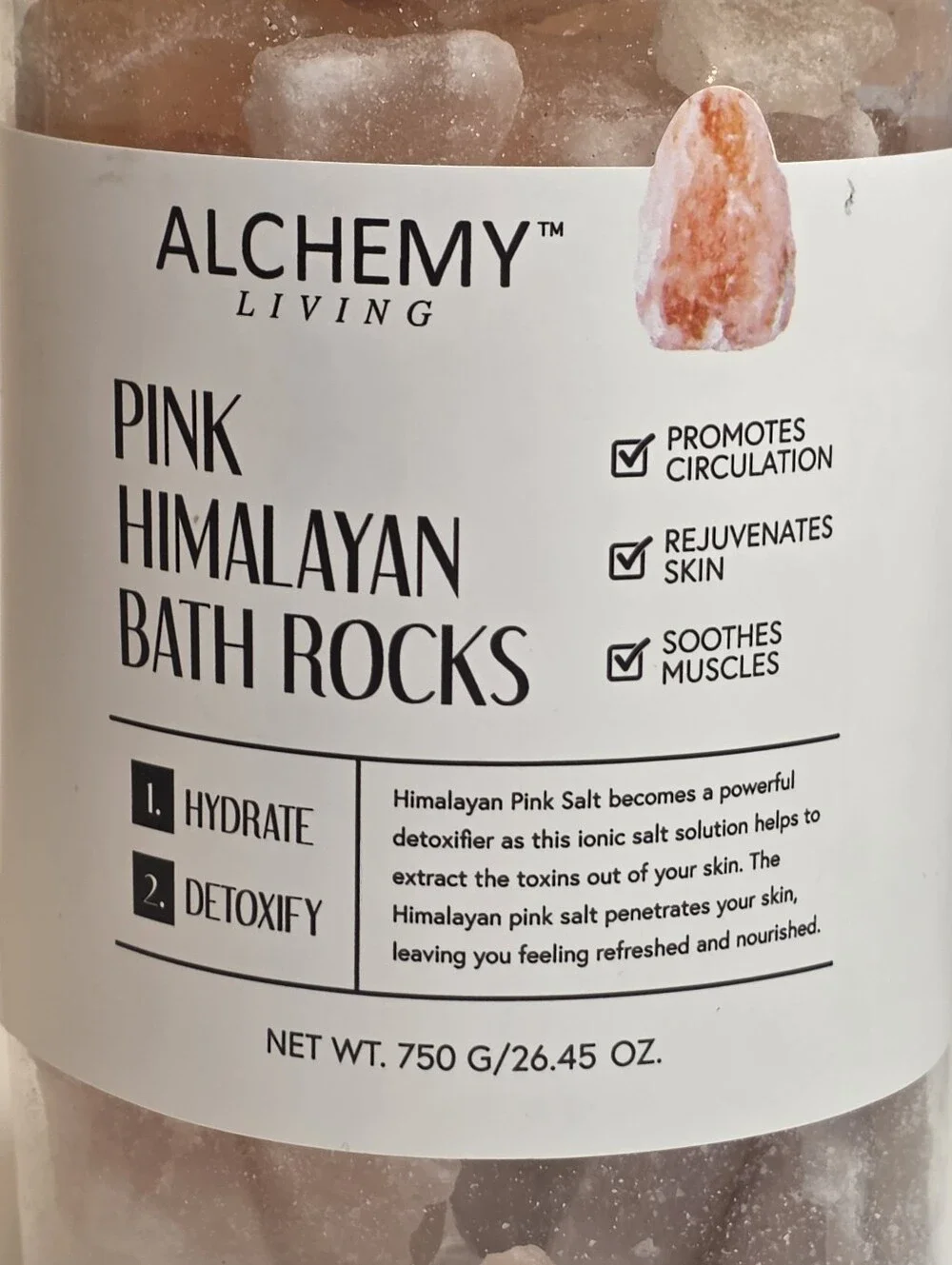 Alchemy Living Pink Himalayan Salt Bath Soak Treatment Sweet Vanilla & Rose Jar